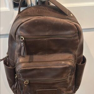 Rawlings Brown Backpack with Genuine Leather and Adjustable Straps